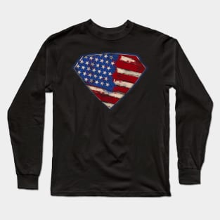 Distressed American Shield Long Sleeve T-Shirt